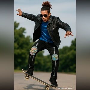 Men's Skinny Jeans with Cartoon Characters